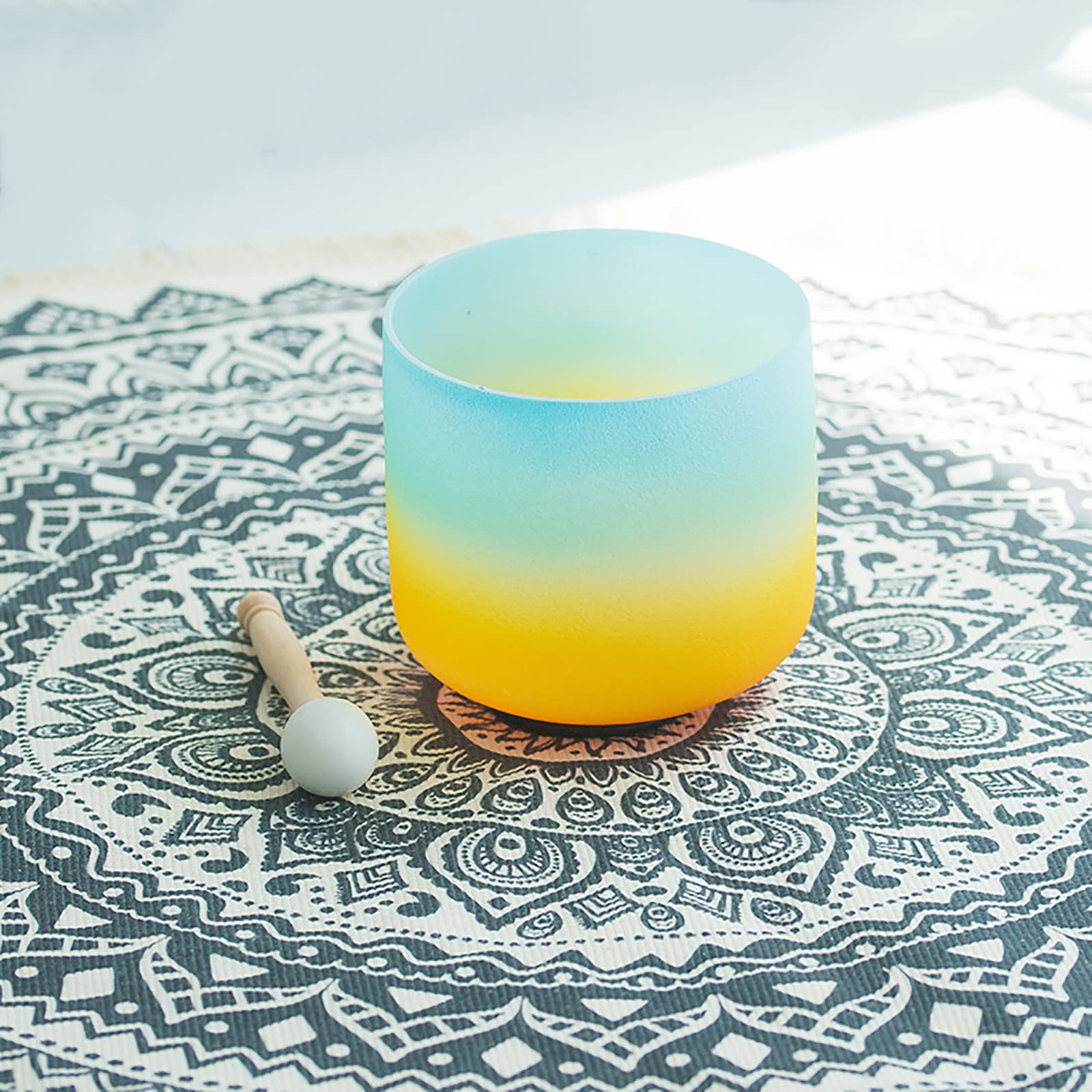 SBCGFY 440Hz Crystal Singing Bowl - Dual Colour, Professional Sound Healing Percussion Chakra Bowl, Gift for Yoga Meditation Music Lovers,9Inch