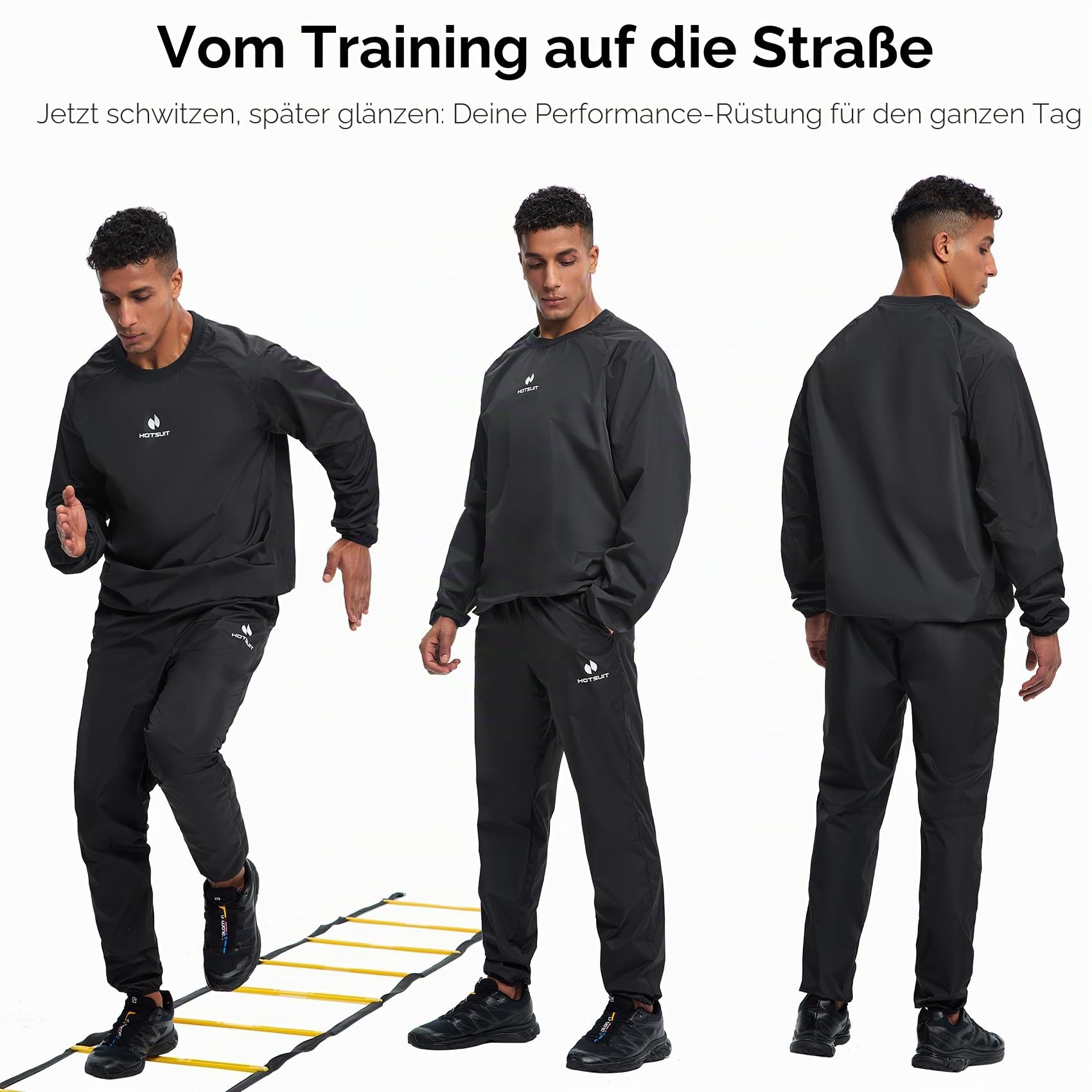 HOTSUIT Schwitzjacke/Schwitzanzug Herren, Anti Rip Sauna Anzug Zum Abnehmen, Workout Saunajacket - Stoff Upgrade