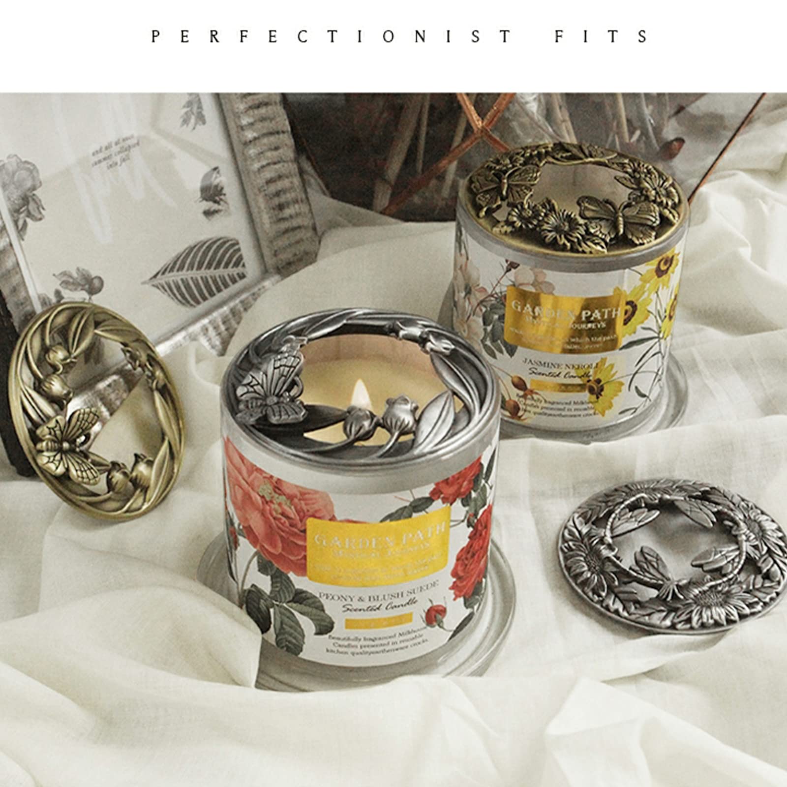 Illuma Lid Candle Kaarsdeksel opzetstuk, meerdere stijlen, Candle Matrix Brushed accessoires lampenkap lampenkap topper metaal Kerstmis helpt om de kaars gelijkmatig te smelten' (Heilig Fruit Zilver