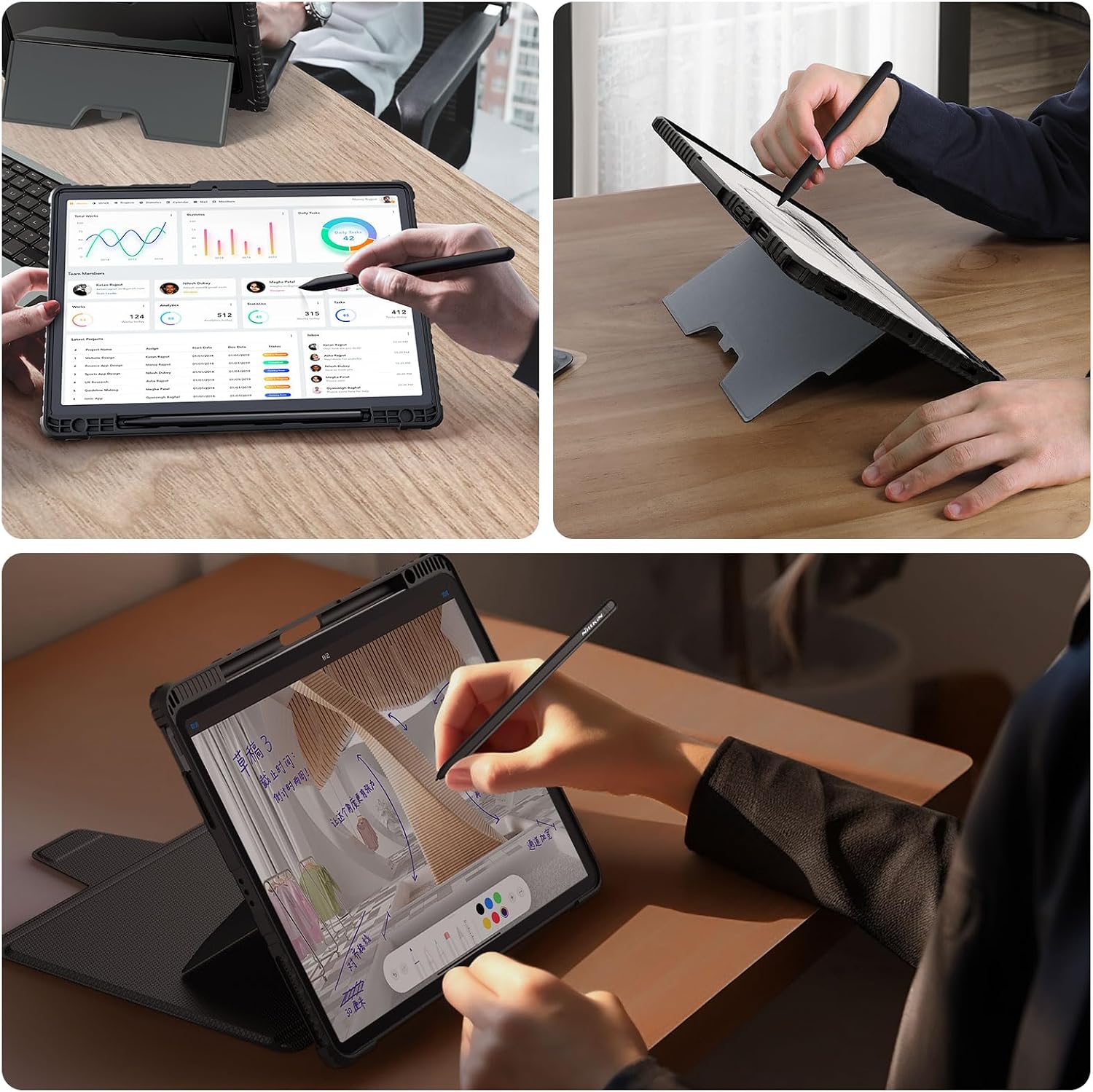 Nillkin EMR Stylus Pen with Digital Eraser, Support 4,096 Pressure Level. Tablet Pen Writing Stylus for Samsung Tablet Galaxy Tab S9+ S10+ Plus Writing Pen S9 Ultra S10 S8 S7 S6, 3 Extra Pen Tip