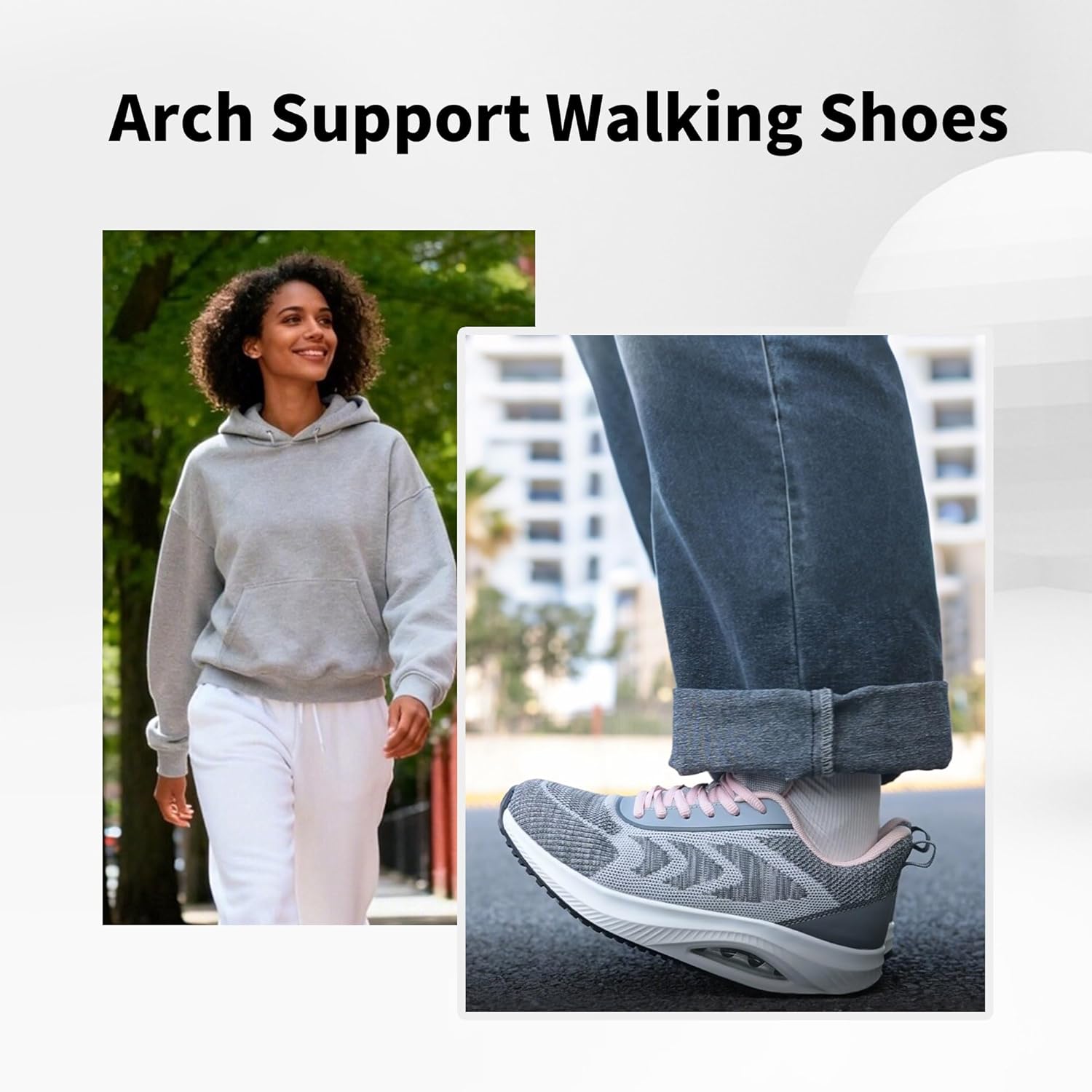 Walking Shoes Women Arch Support Orthotic Plantar Fasciitis Tennis Sneakers for Pain Relief Gym Workout US 6-11 - Image 7