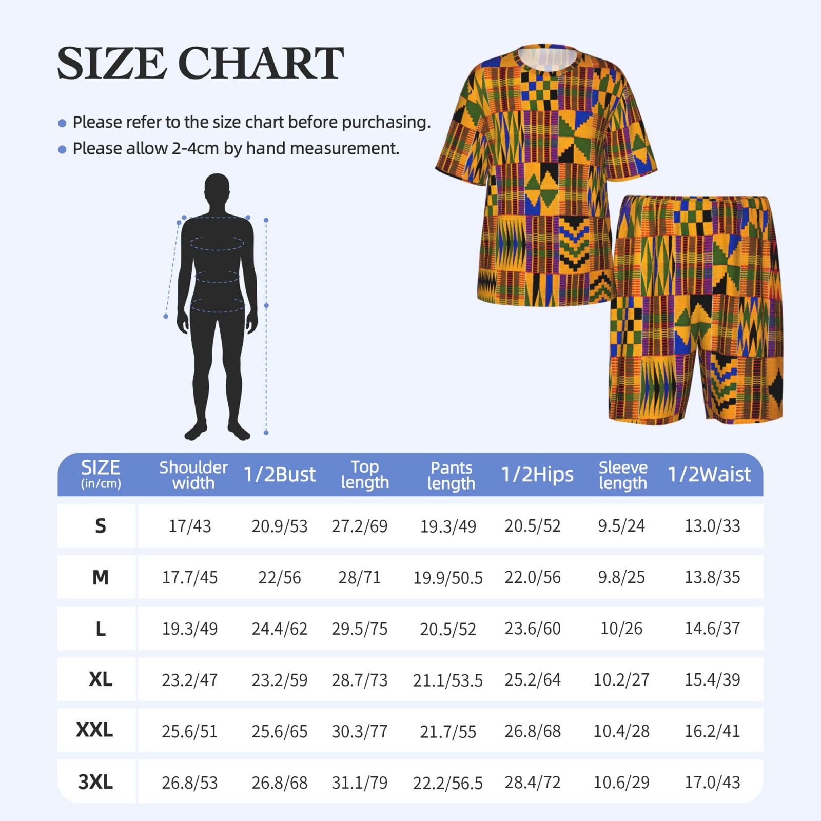 Set di pigiami da uomo con stampa africana, comodi set di pigiama da uomo con pantaloncini, perfetto per le notti estive