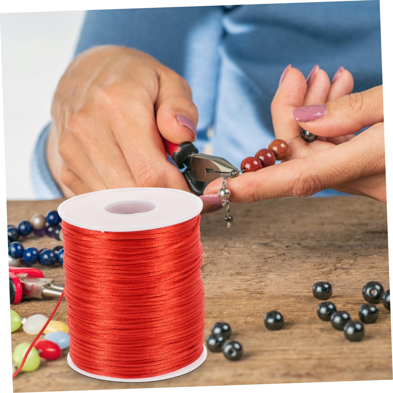 1,5mm Polyesterkordel für Armbänder 100m Je Rolle 6 Rollen Flach zum Schneiden für Selbstgemacht Bastelarbeiten und Schmuck