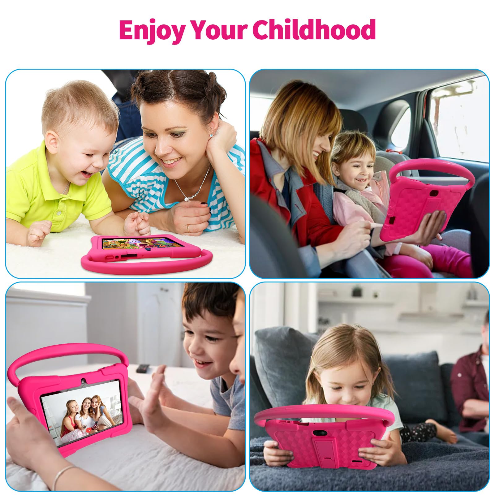 VASOUN Kids Tablet 7 inch, Tablet for Kids 3-7 Android 13, Tablets for Toddler with 4GB(2+2) RAM 32GB ROM, Parental Control, GMS Certified WiFi Dual Camera with Eye Protection(Pink) — view 8