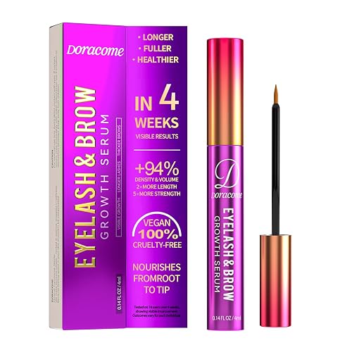 Doracome Eyelash Growth Serum with Peptides & Amino Acids - Lash and Brow Serum for Natural Lengthening & Strengthening - Resilience Support, Safe for Sensitive Skin, Lash Extension Aftercare - 3ml