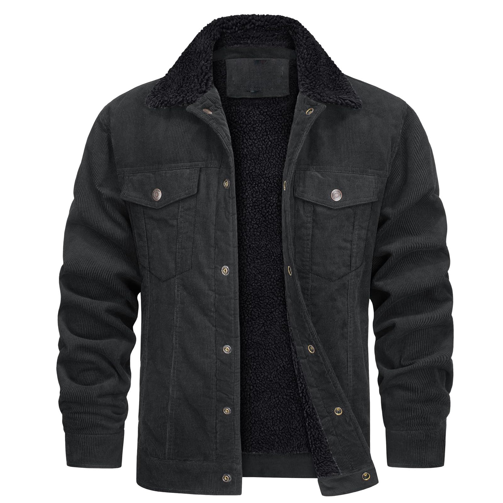 UHouse Cordjacke Herren Gefüttert Winter Cord Jacke Freizeit Winterjacke Dicke Bomberjacke Warm Hemdjacke Männer Outdoorjacke Fleece Jeansjacke Baumwolle Blouson Jacket Fleecejacke