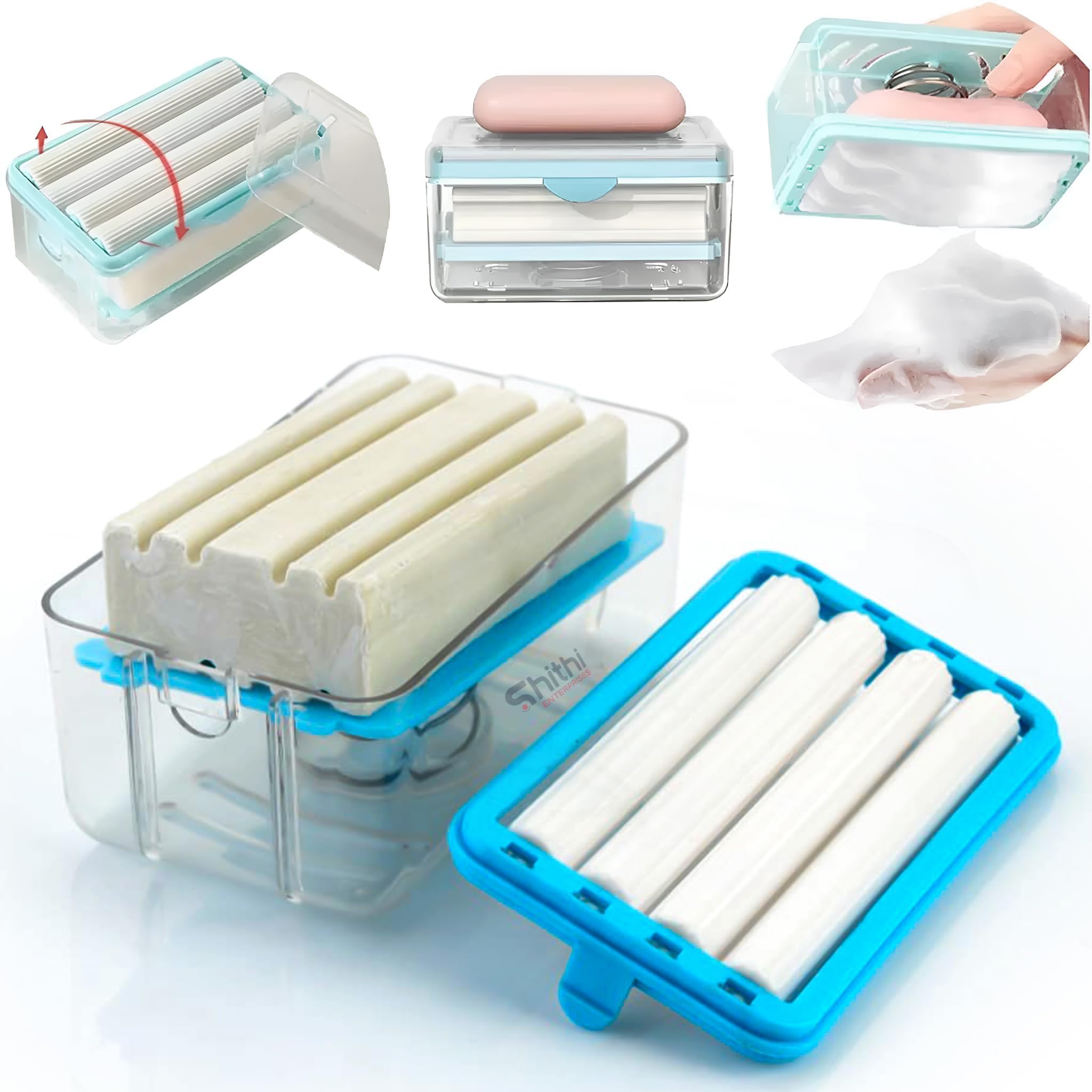 SHITHI 2-in-1 Soap Roller Dispenser for Laundry | Hands-Free Soap Saver Box | Quick Foaming Roller for Clothes Washing | Reduces Waste & Mess | Compact Soap Storage Box for Home Laundry Use