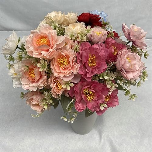 Miniatura 4 de Flores artificiales, 6 flores artificiales, ramo de flores de peonía Bobo de simulación, sala de estar, decoración del hogar, mesa de boda, flores