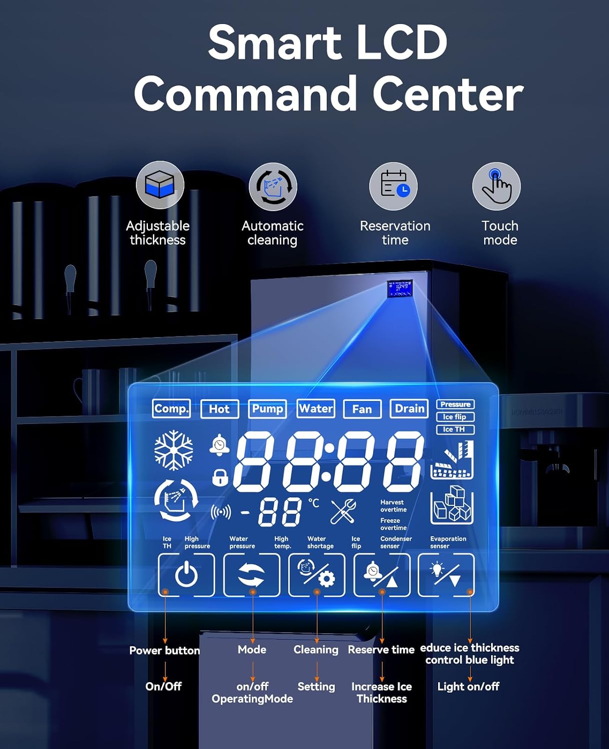 Commercial Ice Maker Machine 500LBs/24H with Filter, 440LBs Storage Bin, Self-Cleaning Stainless Ice Maker, 234 Cubes in 8-15mins, Industrial Ice Machine for Cafe/Bar/Restaurant