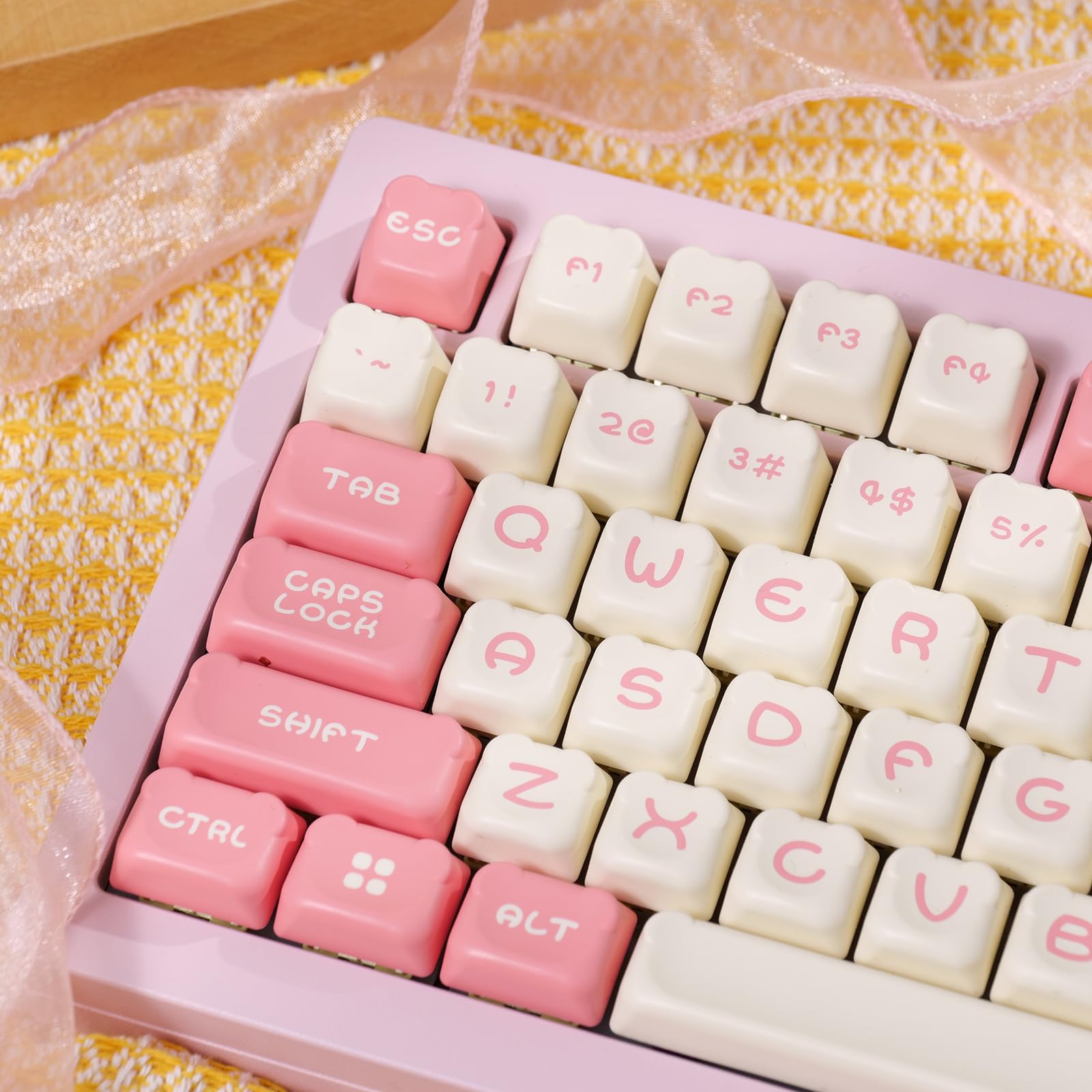 Amazon.co.jp: Akko PBT キーキャップセット ピンクベア OEM