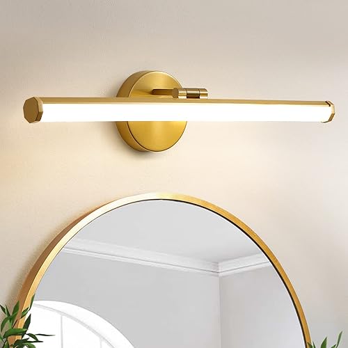 KAISITE Bathroom Light Fixture Over Mirror - Gold Vanity Light Fixture 18W 4000K Angle Adjustable 22 Inch LED Modern Vanity Light Bar for Bedroom Living Room Bathroom