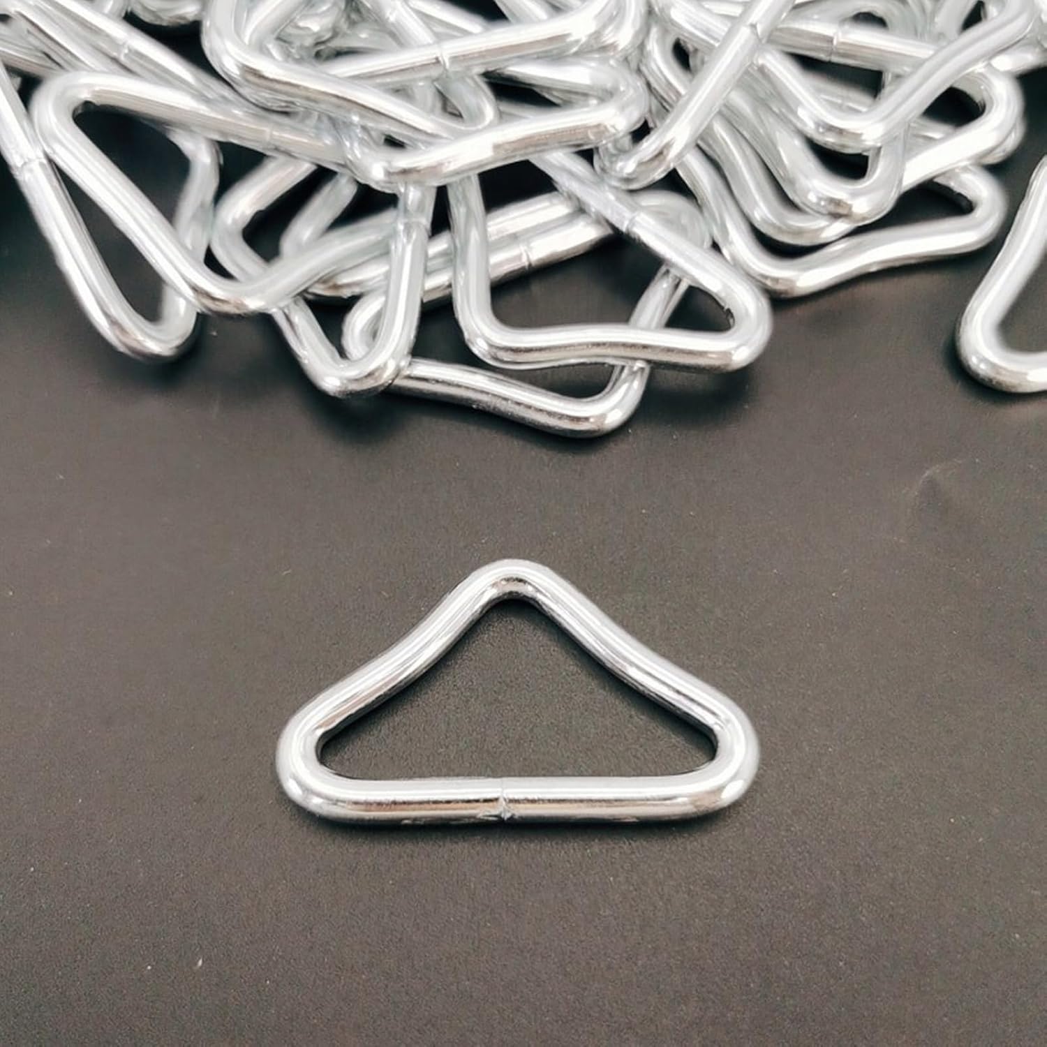 100Pcs 3.8cm Metal Triangular Rings Buckles For Trampoline Replacement Parts Repair Bag Belt Strap Repair Clothing Buckles
