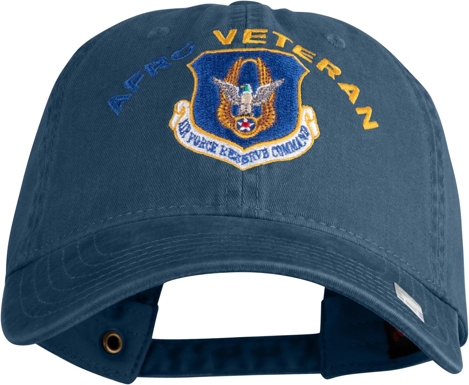 Air Force Reserve Command Veteran Embroidered Washed Solid Pigment Dyed Cotton Twill Brass Buckle Cap