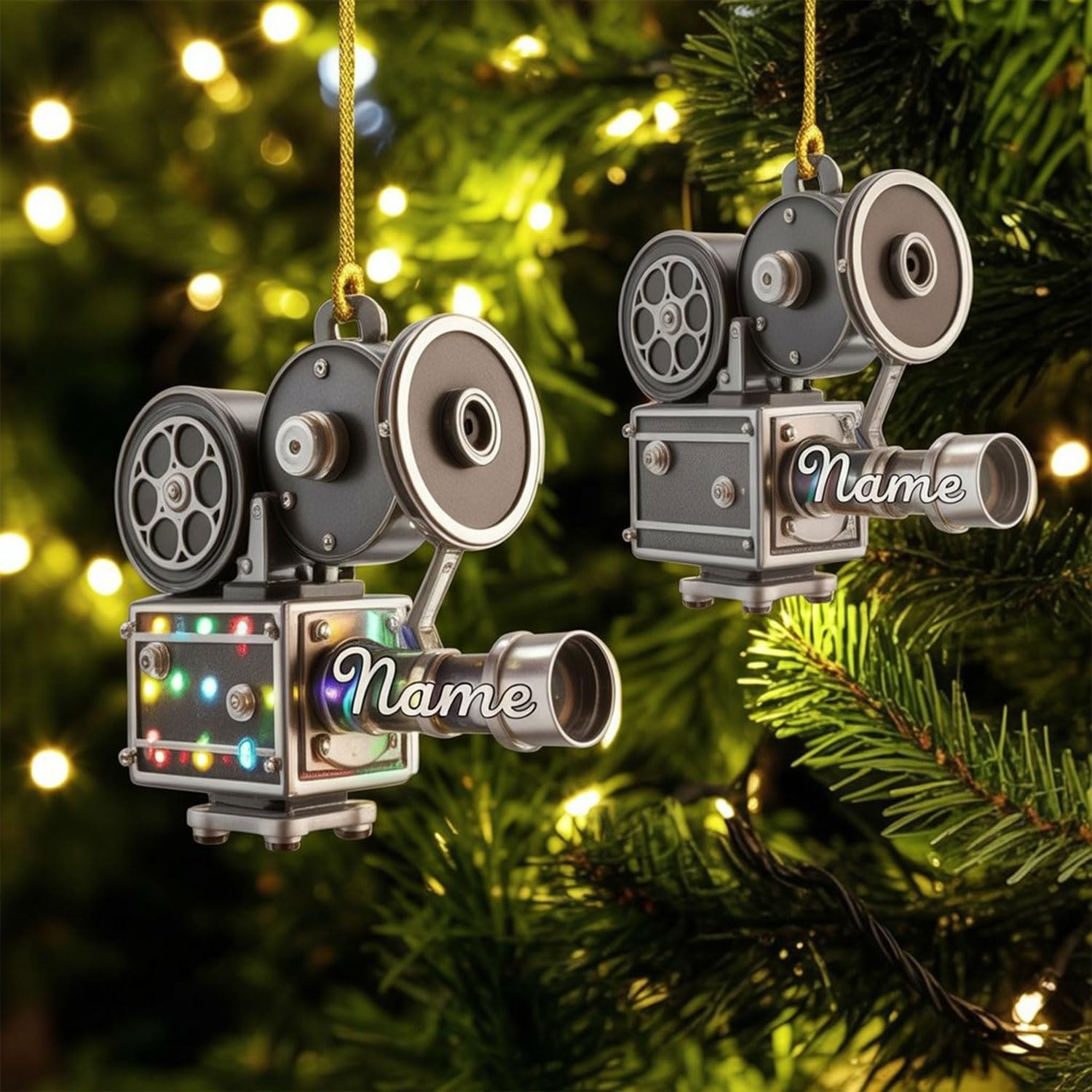 Adorno de Navidad personalizado para cámara de cine 2025  Proyector de película vintage personalizado con nombre  Regalo de decoración de árbol de
