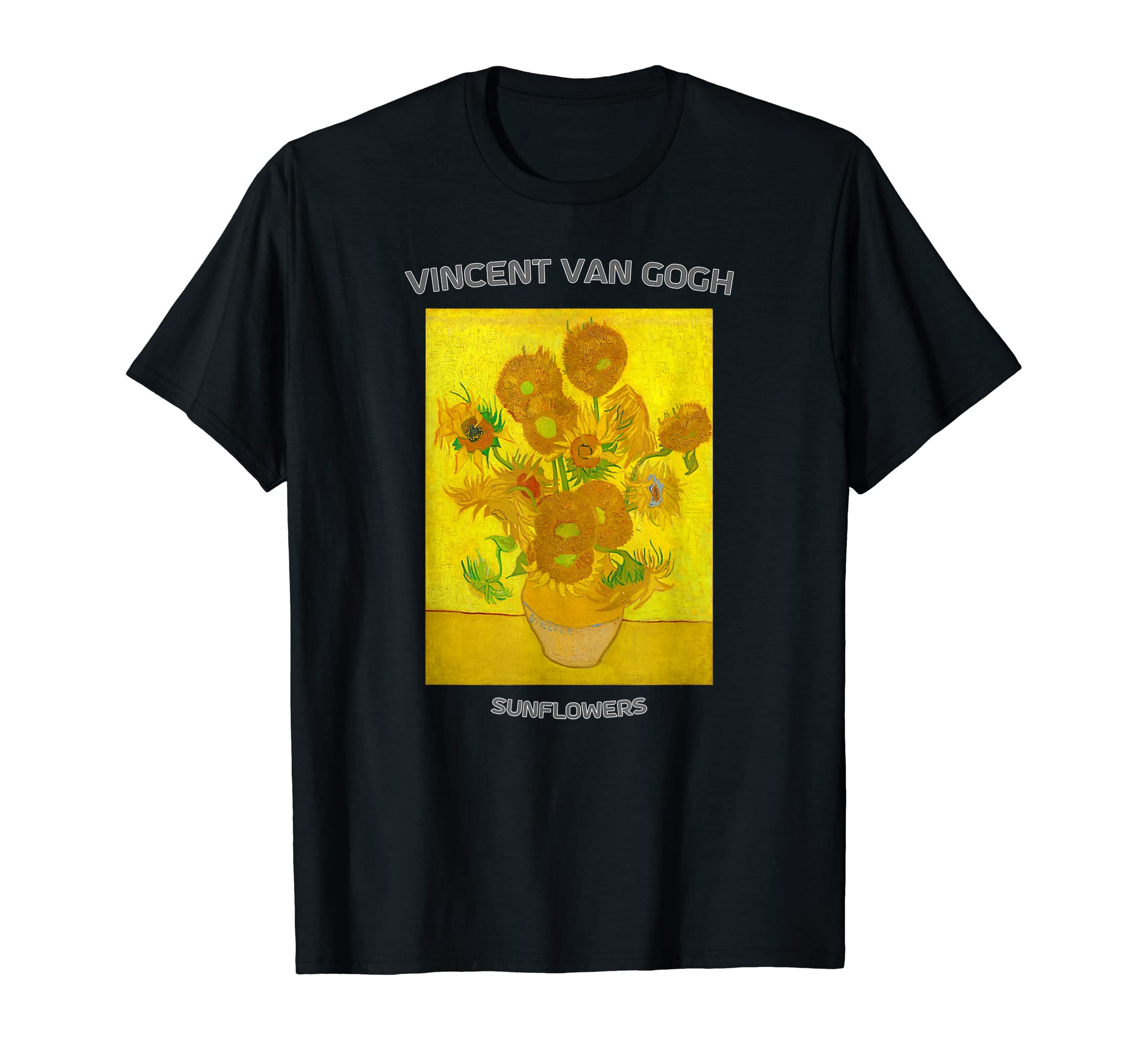 80s U.S.A製 ゴッホ ひまわりTシャツ ゴッホ ひまわり デザイン・アート Tシャツ イエロー : うえきた