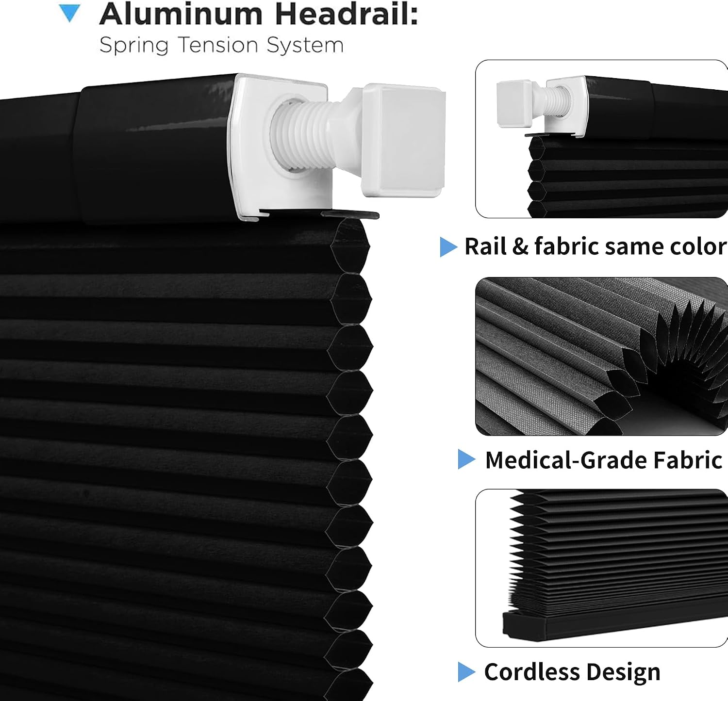 Dual Tensioner Custom 1.5" No Drill Cellular Shades for Indoor Windows, Cordless Privacy No Drill Cellular Shades for Indoor Windows, Insulated Honeycomb Blinds, Noise Reduced Honeycomb Blinds