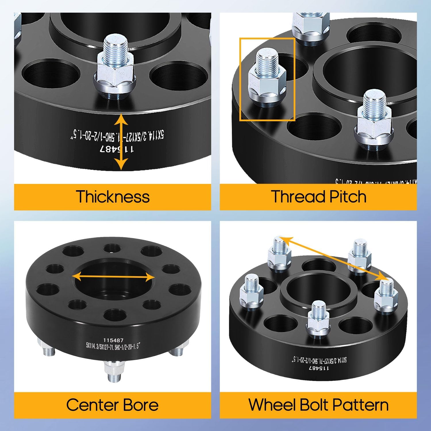OCPTY 5x4.5 to 5x5 Wheel Adapters 1.5 inch for Liberty 2002 Real Forged Spacers with 1/2" ThreadSize 71.5mm Hub Bore fits 1980-2001 for Cherokee 1987-2006 for Wrangler 2PCS