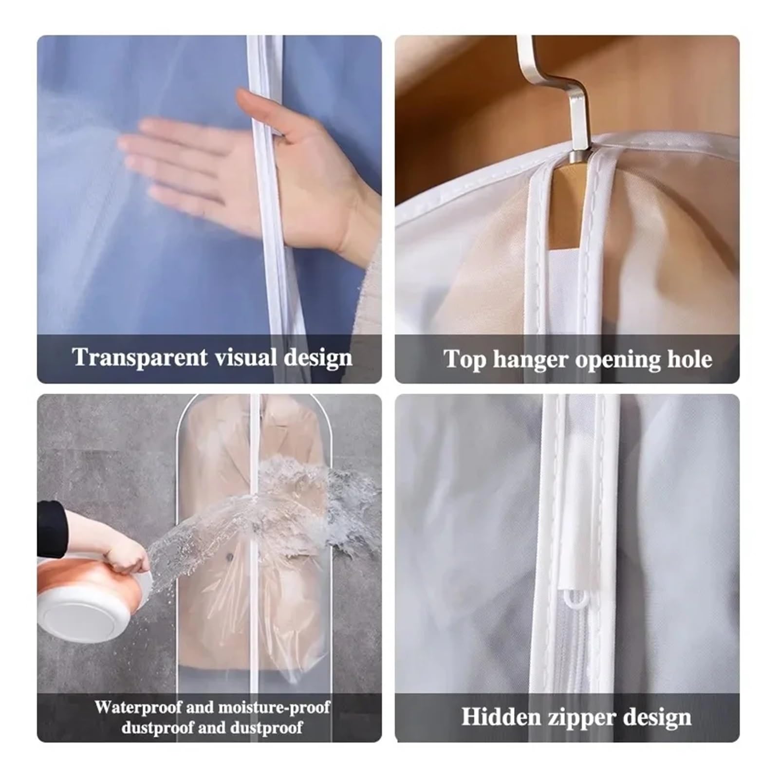 fundas para ropa 2/3/4/5 PCS Hanging Dustproof Garment Cover Washable Clothes Bag For Wedding Dress Suit Coat Closet Wardrobe Clothing Storage(60x120,3 PCS)