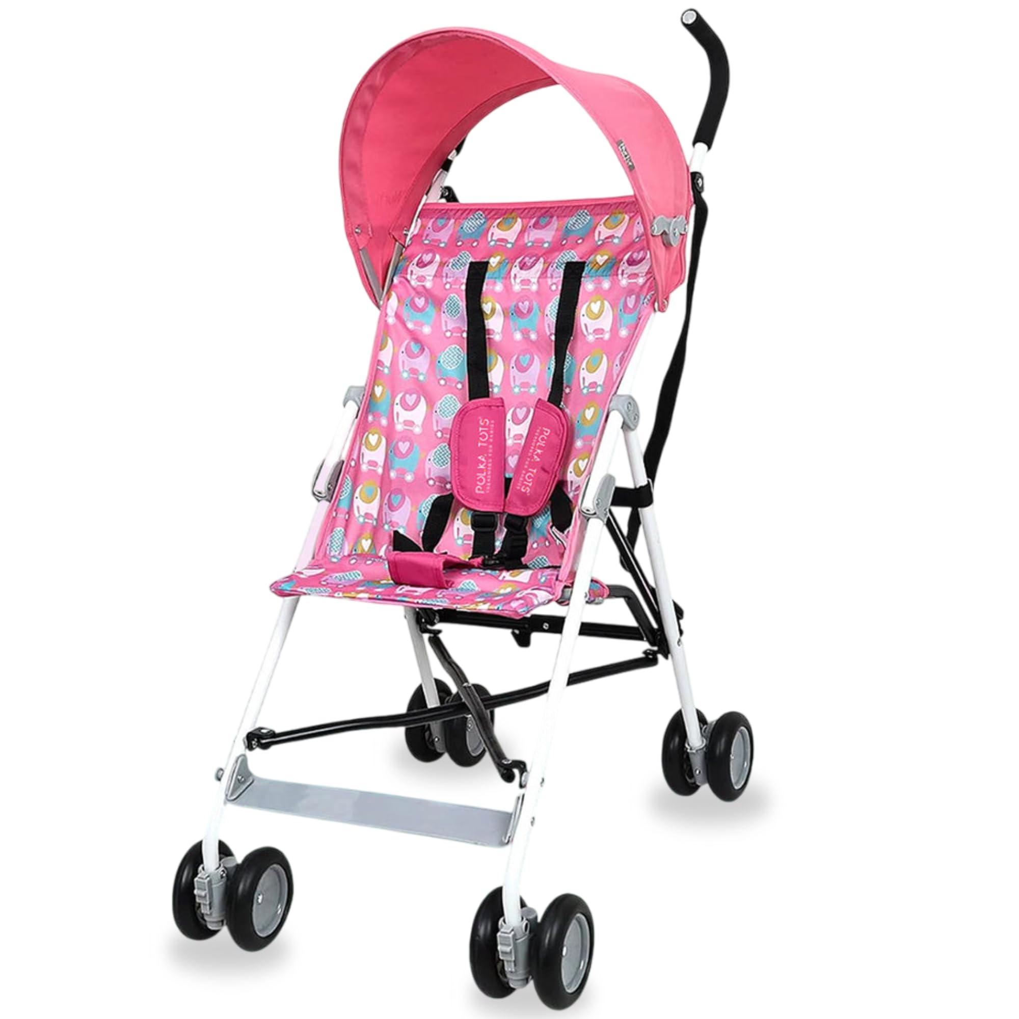 POLKA TOTS Baby Strollers For 0 - 3 Years ((Easy Drift Buggy - Elephant design) Foldable & Travel Friendly Strollers For Newborn, Toddlers & Kids With 5 Point Safety Harness, Lightweight Pram With 360 Swivel Wheels-image-29