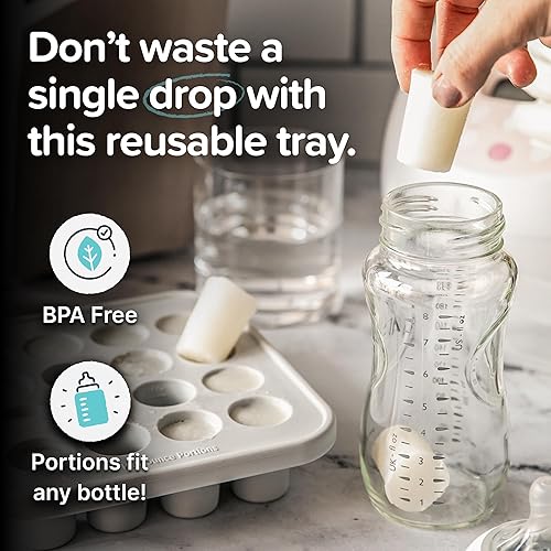 Miniatura 7 de MyMilk by Souper Cubes Bandeja de silicona de media onza, congela y almacena la leche materna y los alimentos para bebés, paquete de 2, se adapta a