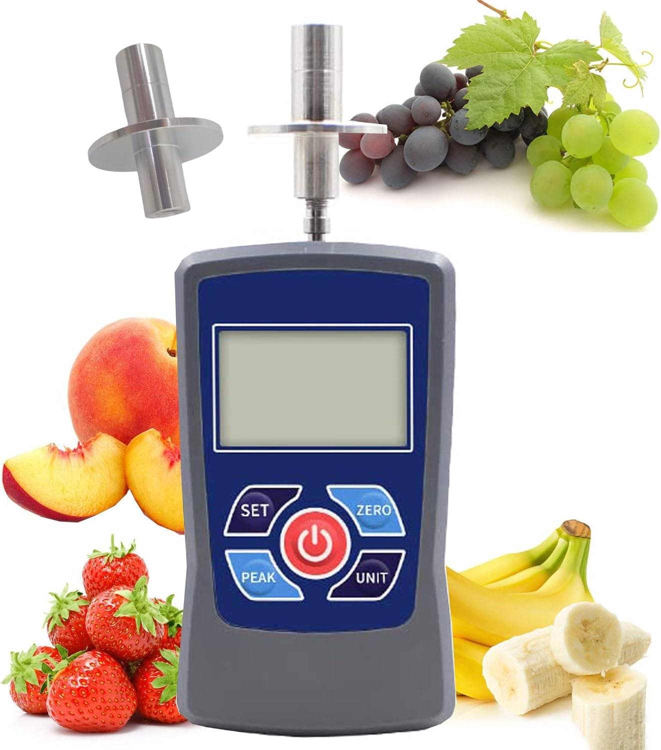Fruit Penetrometer Durometer Sclerometer Mini Digital Soft Fruit Hardness Tester Meter With Range 0.2 To 15 Kgf/cm2 (×105 Pa) Pressure Head Diameter Φ11.1mm Load Division Value 0.01Kgf/cm2