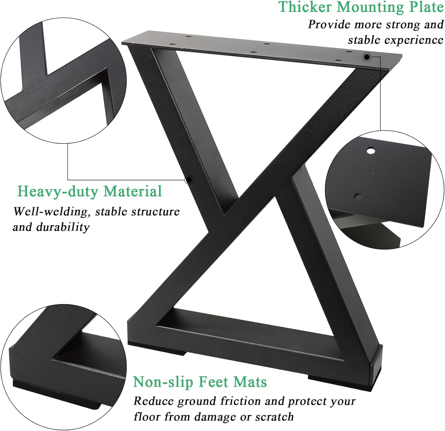 16 Inch Bench Legs Metal Table Legs Coffee Table Legs Heavy Duty Furniture Legs End Table Legs, Set of 2, Black