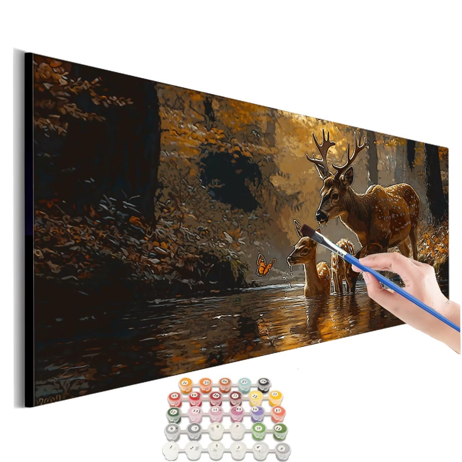 Peinture Numero Adulte Cerf Peinture Par NuméRos Grand Format Animal Loisirs CréAtifs Adultes Enfant DIY NuméRo D'Art Complet Kit DéButants ,Cadeau GarçOns Filles 3+ Ans, Sans Cadre 60x120cm M-111