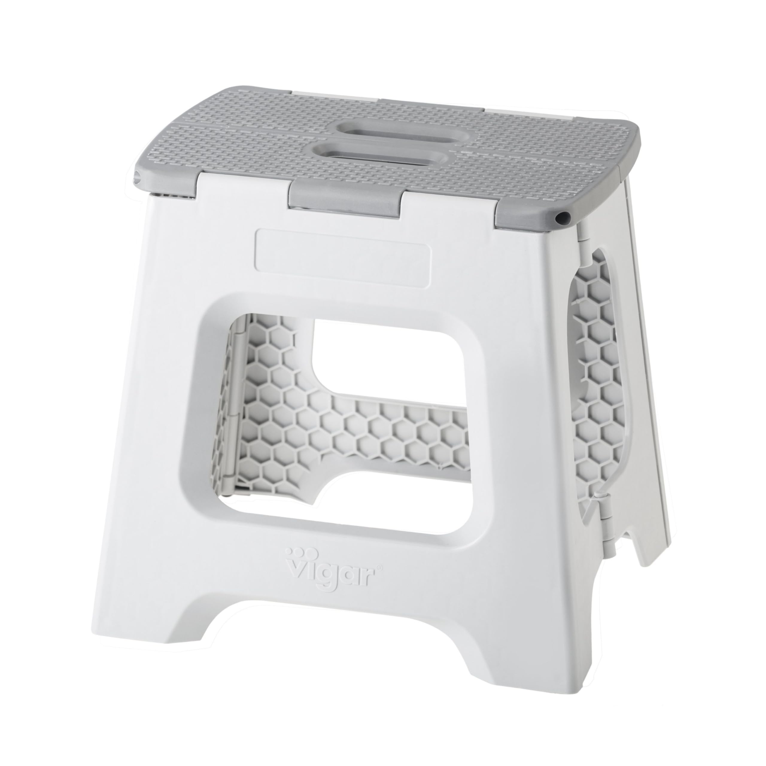 Vigar Taburete Plegable Compacto para Adultos, 32 cm Taburete Plegable Antideslizante para Casa, Dormitorio, Baño, Armario, Oficina, Soporta hasta 150 kilo, Gris