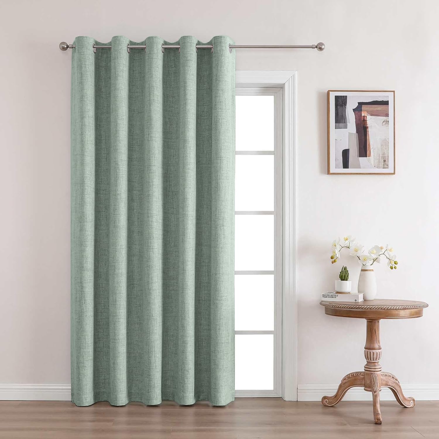 Joydeco 100% Blickdichte Vorhänge in Sondergröße mit Ösen Gardinen Leinenoptik, Verdunkelungsvorhang Leinen Weiß Thermovorhang Hitzeschutz, für Schlafzimmer Wohnzimmer 1 Stück