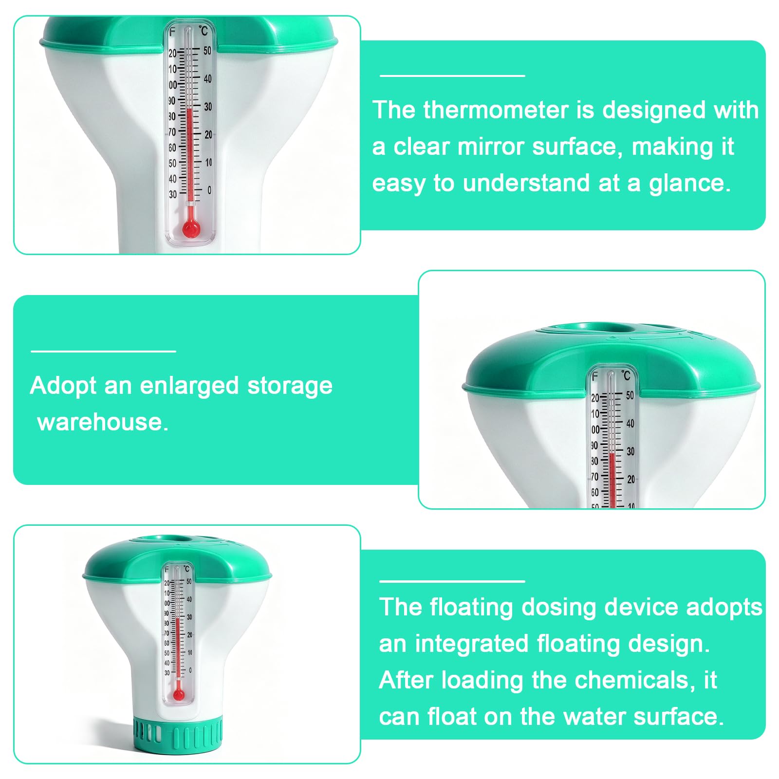 Leikurvo Lot de 2 distributeurs de chlore flottants : 12,7 cm, distributeur de chlore pour piscine, spa, jacuzzi (vert)