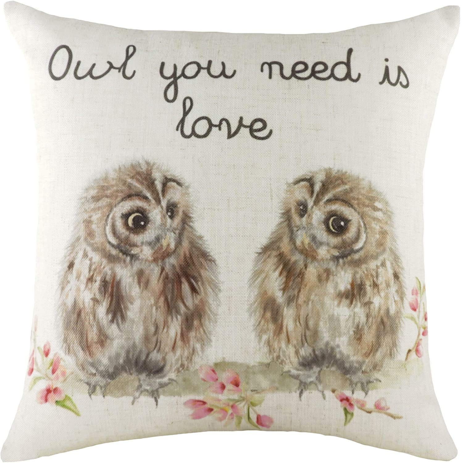 Evans Lichfield Hedgerow Owls Cushion Cover, Polyester, Linen, multicolour, 43 x 43cm