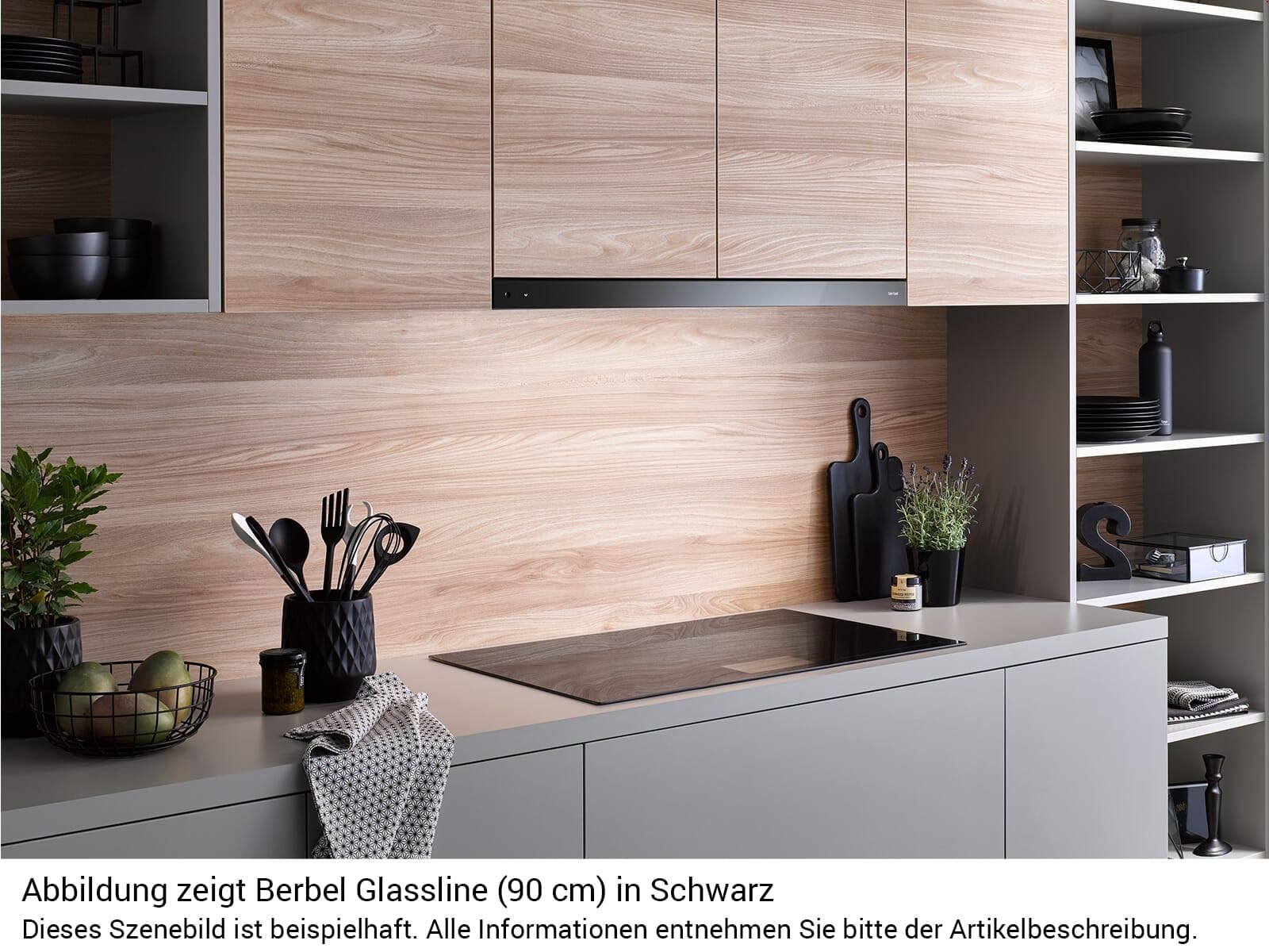 Berbel Glassline BEH 90 GL - 1070096 Flachschirmhaube 90 cm Schwarz