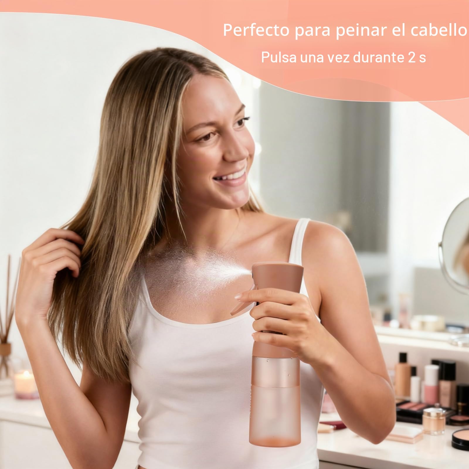 Cepillo para el cabello con botella de spray para el cabello de 200 ml, cepillo desenredante para cabello natural para cabello afro 3a a 4c, cabello rizado, ondulado y rizado (terracota)
