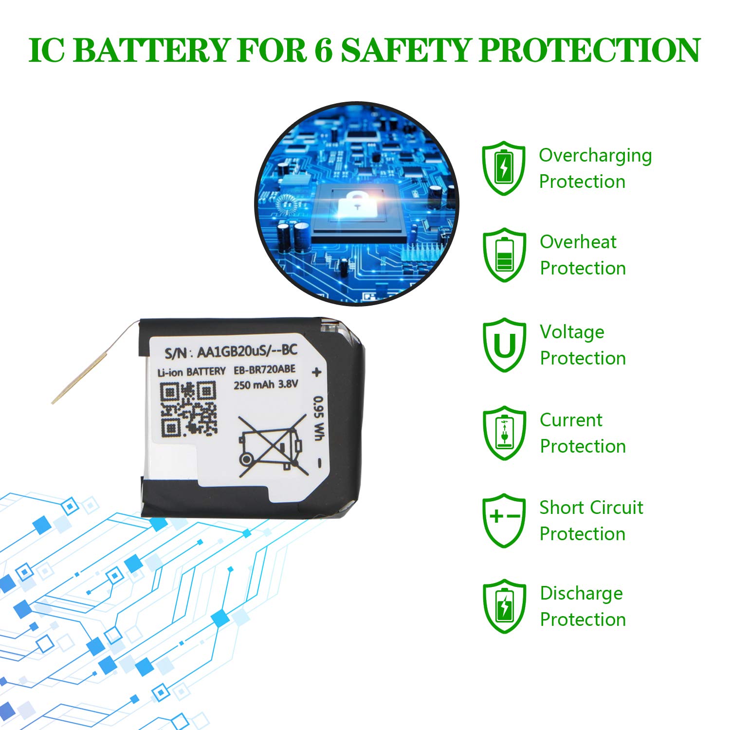 ASDAWN EB-BR720ABE Battery Replacement for Samsung Galaxy Gear S2 SM-R720/ Gear S2 Classic SM-R732 with Repair Tool Set : Cell Phones & Accessories