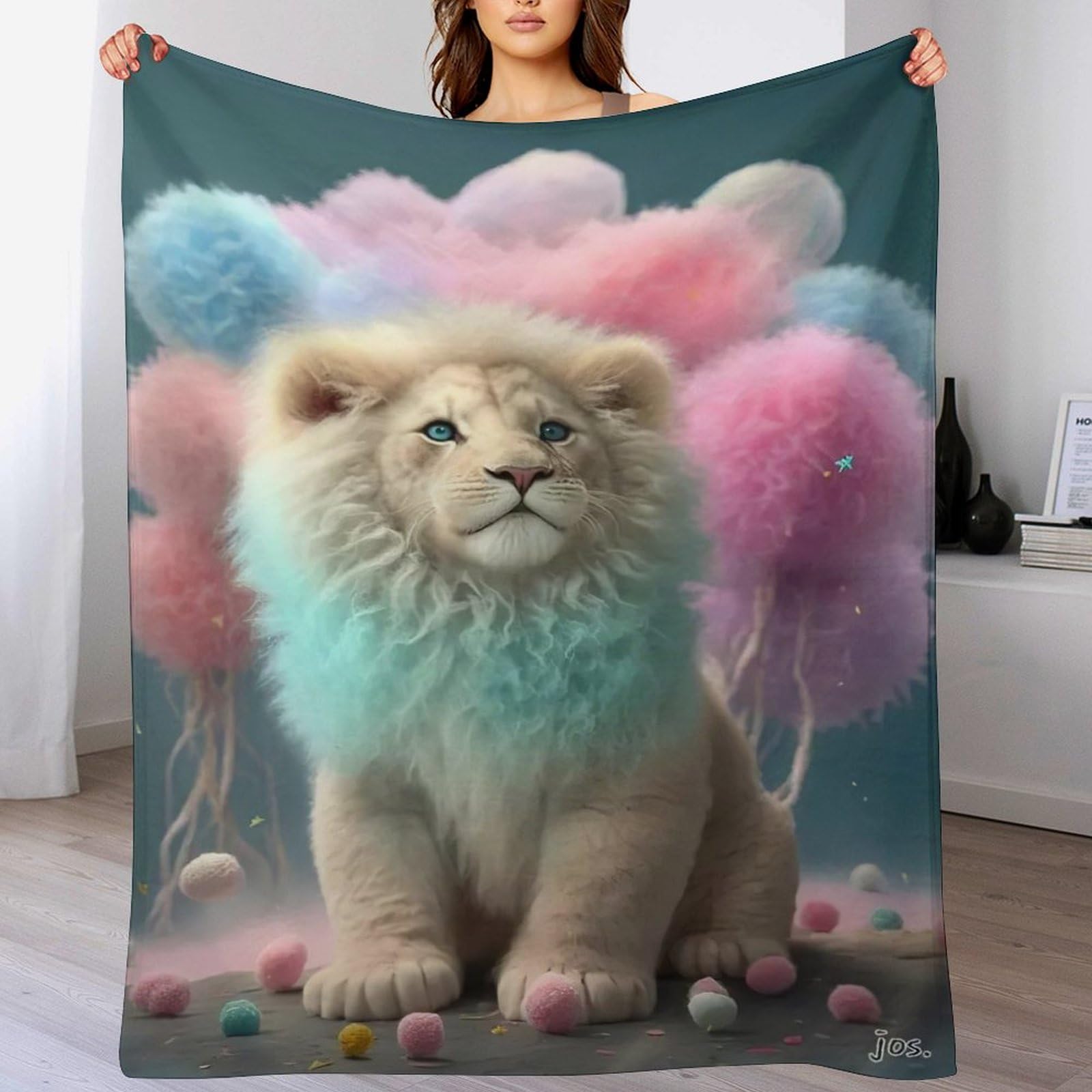 Couverture polaire lion moelleuse contre le froid du lit et canape
