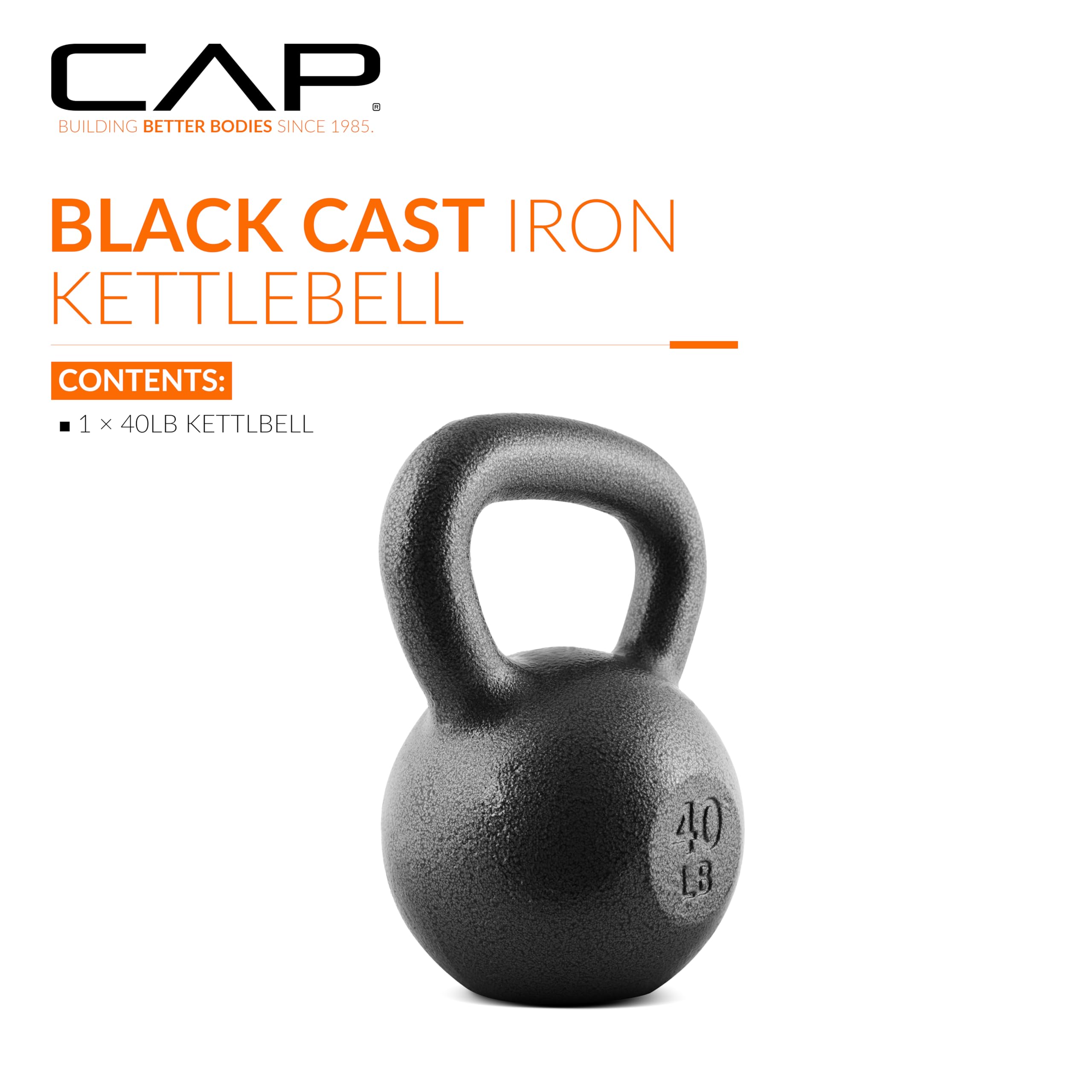 Cap Barbell Żeliwny dzwonek kettlebell, czarny, 20 kg.