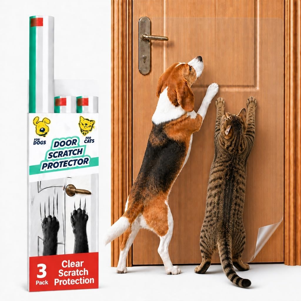 Panther Armor Dog Scratch Door Protector, 3 Pack, Durable, Shield from Claw | Door frame protector 118" x 8.2" Cat Scratch Door Frame Single Side Adhesive Protector Anti Dog Scratch Door Guard for Dogs