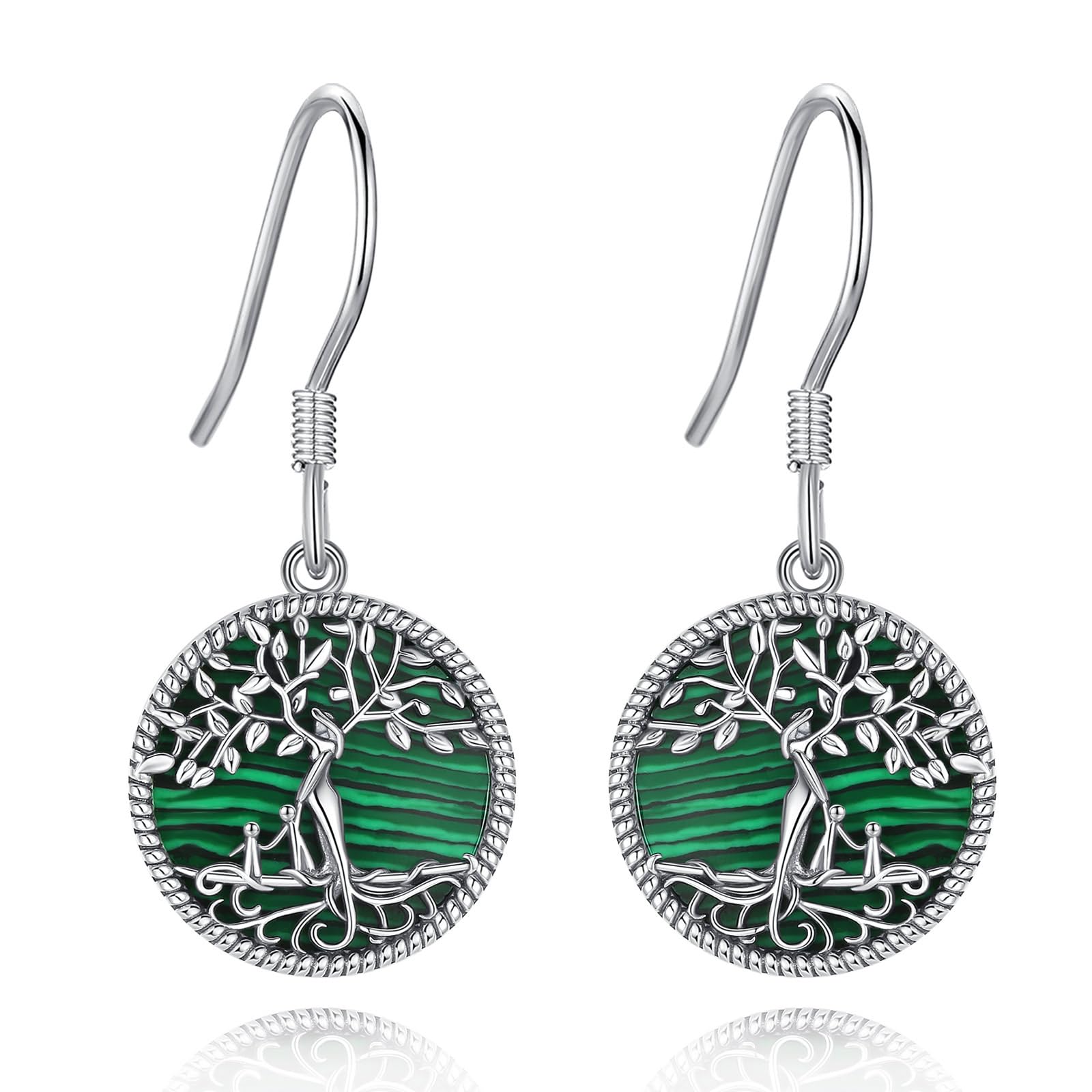 Vito 925 Sterling Silver Teardrop Earrings for Women, Moonstone Turquoise Drop Dangle Earrings Cat Snake Turtle Tree of Life Leverback Earrings Boho