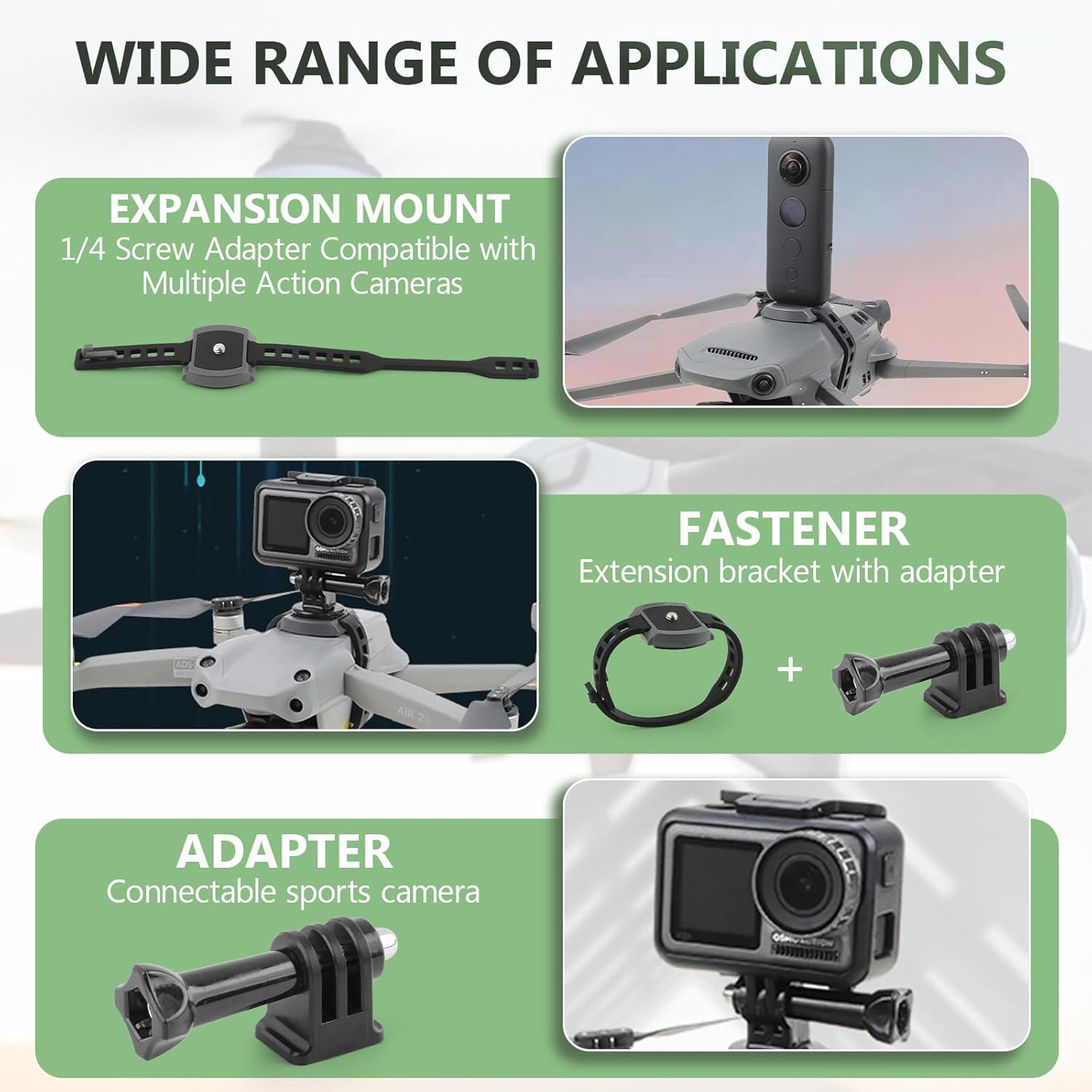 for DJI Mavic Pro Expansion Bracket with Adapter for Mavic 2 Mount Strobe Light Holder with Adapter,Drone Accessories Compatible with Go Pro Sports Cameras