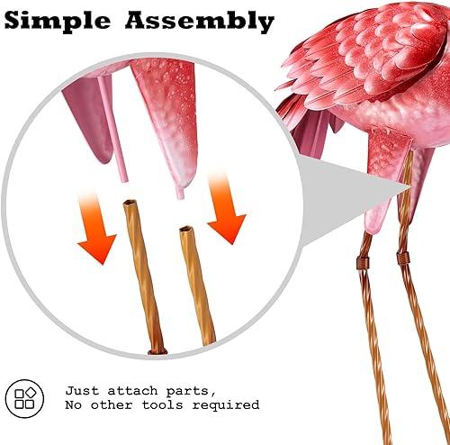 Miniatura 5 de Kircust Estatuas y esculturas de jardín de flamencos, estatua de metal para exteriores, adornos grandes de flamenco rosa para el hogar, patio,