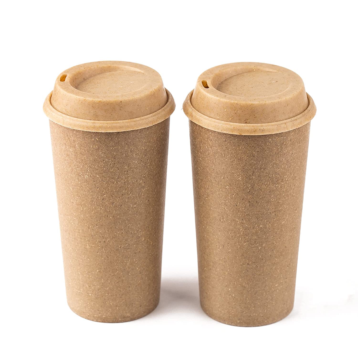 Irida Naturals Planet Friendly Sipper Cups - 100% BPA Free Reusable Microwave Safe Cups, Perfect for Hot and Cold Coffee Cups, Durable, Lightweight & Travel-Friendly, Set 2 450 ML (Soft Beige)