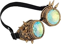 Vista 66 de Gafas caleidoscopio para raves trippy psicodélico steampunk con lentes de cristal de difracción de prisma arcoíris Negro