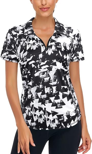Luranee Luranee Women's Short Sleeve Moisture Wicking Athletic Shirts Quarter Zip Pullover in use