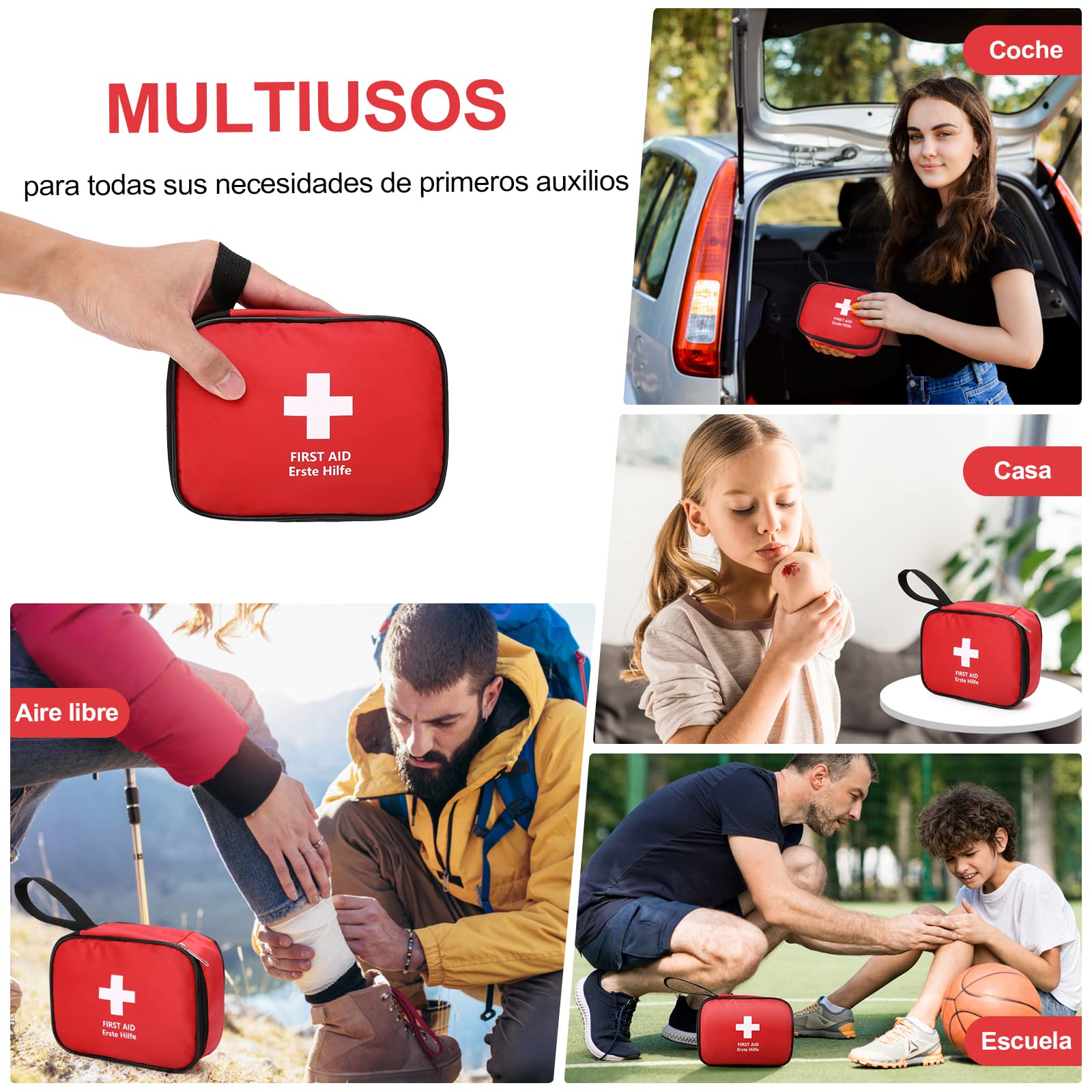HONYAO Botiquín de Primeros Auxilios 90 Piezas, Mini Kit para Coche Casa y Viaje
