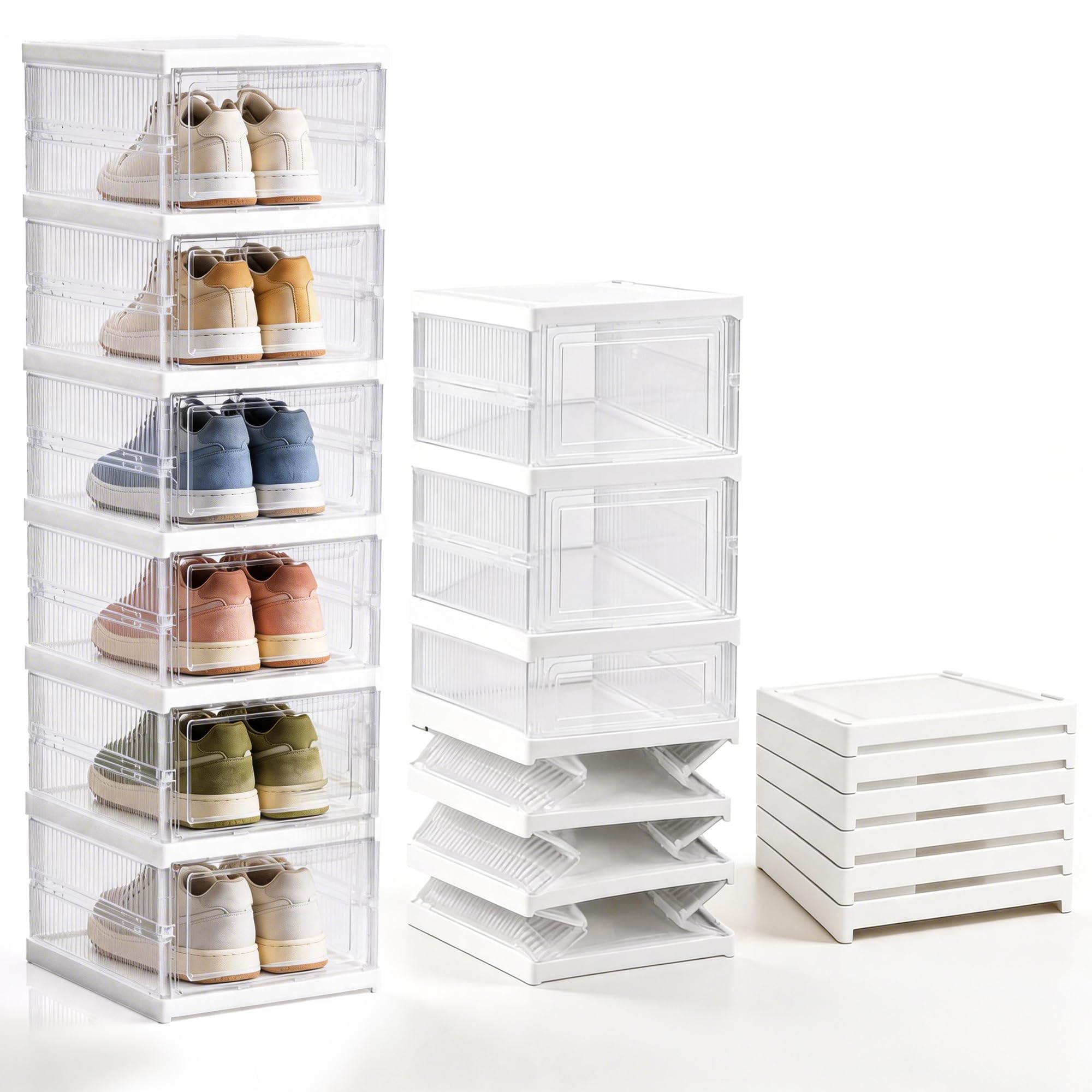 Genérico Organizador de Zapatos Plegable 6 Niveles, 105 x 34,5 x 25 cm | Sin Instalación, Puerta Transparente Antipolvo, Gran Capacidad, Armario Zapatero