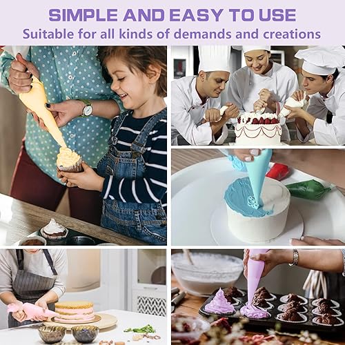 Miniatura 6 de firstake Juego de 100 bolsas de tuberías y puntas desechables de 16 pulgadas, bolsas de plástico grueso, bolsas de tuberías transparentes, bolsas