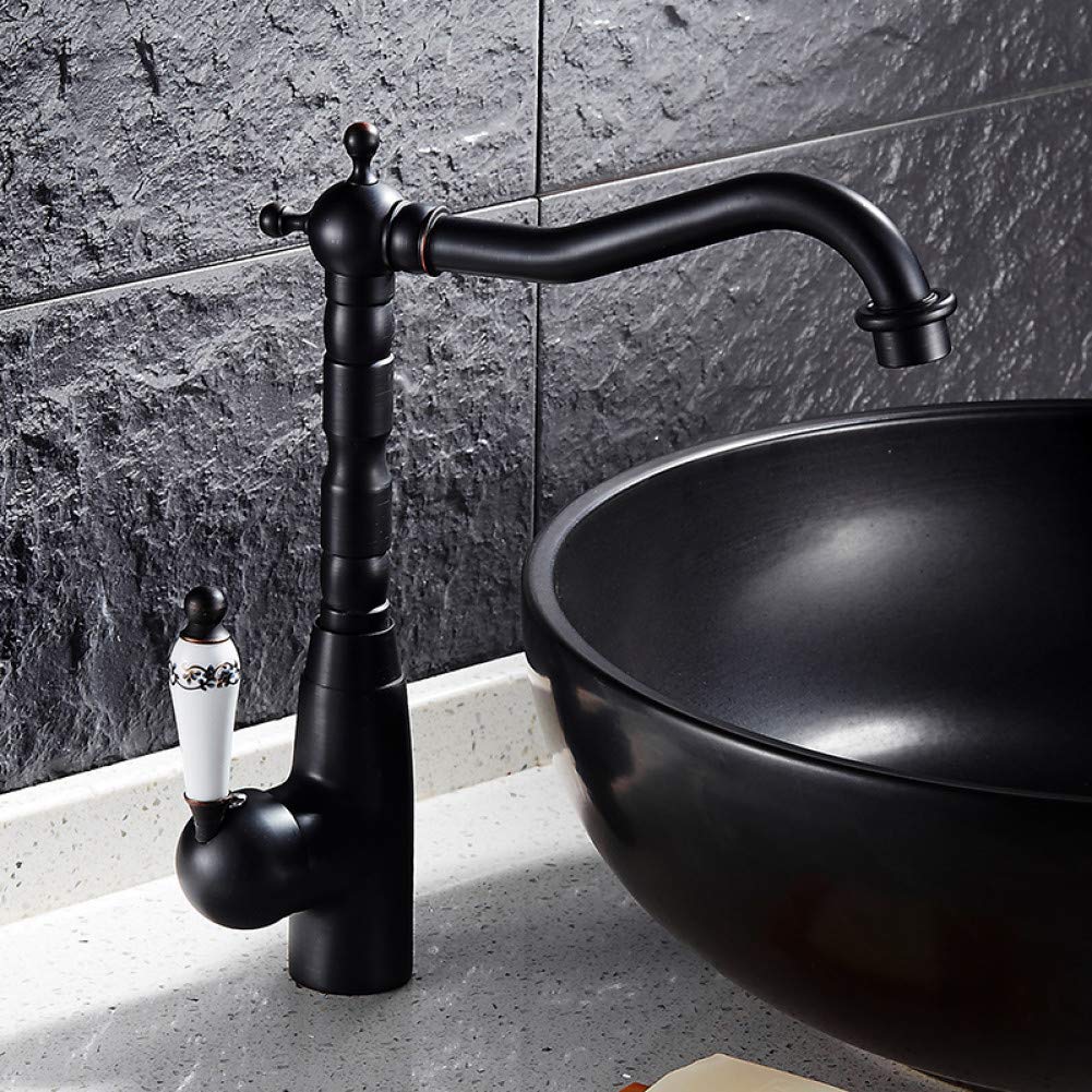Robinet de cuisine haut noir mat mitigeur évier pivotant