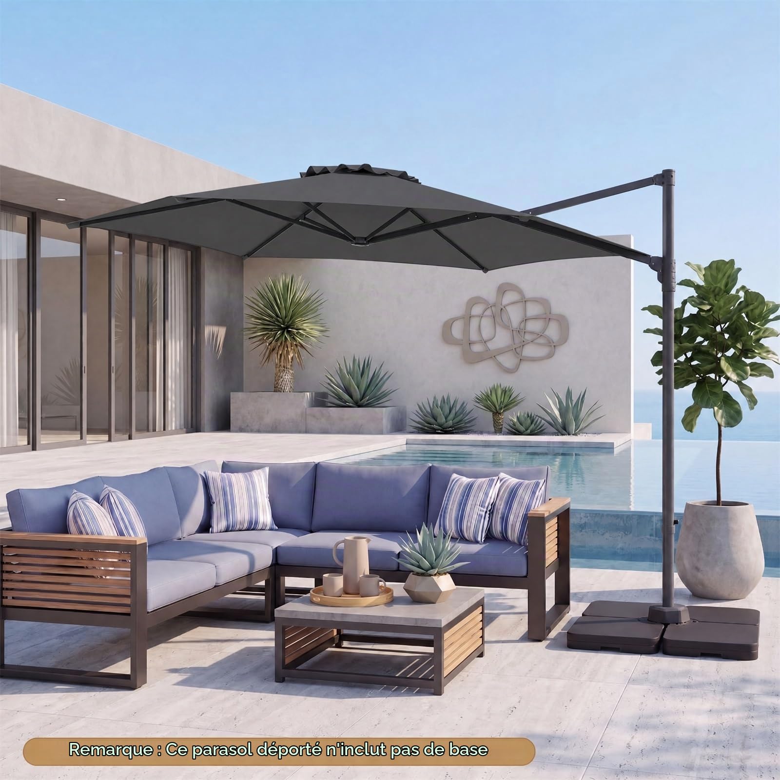 KOMFOTTEU 3M Parasol de Jardin Extérieur, Anti UV, Rotatif 360°