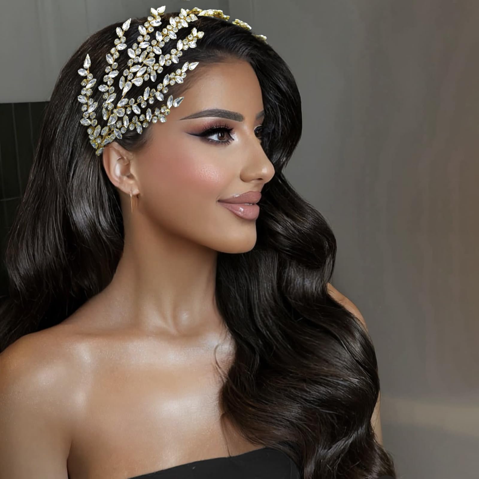 Cerchietto per capelli da sposa, accessorio per capelli da sposa fatto a mano (oro)
