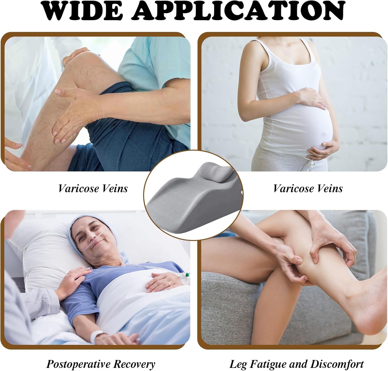 Cojín para piernas elevadas, almohada de cuña para dormir, almohada venosa con espuma viscoelástica, almohada para piernas, cojín de cuña para cama con funda extraíble, para sofá, cama y